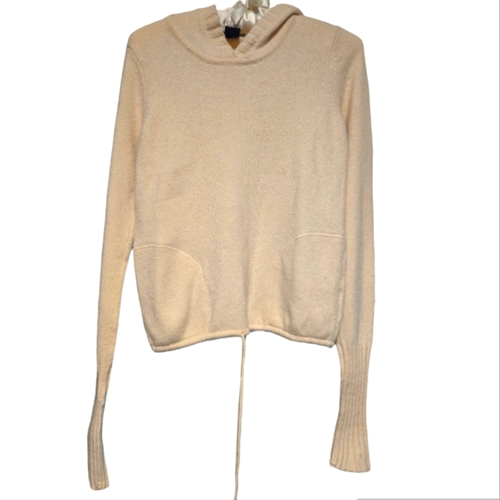 The Gap cream hoodie sweater, size S, tie waist, pockets.